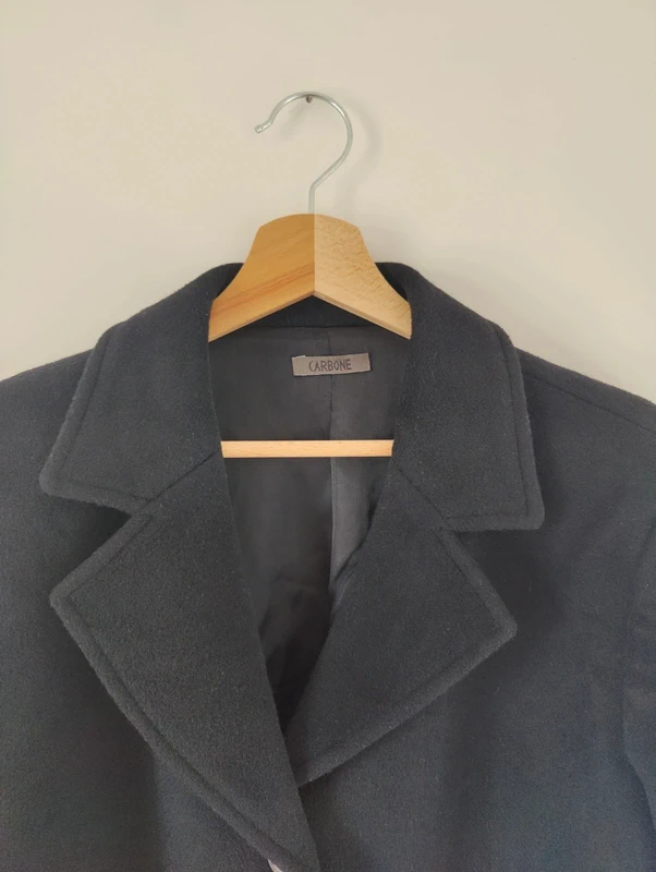 Manteau noir Carbone T.42 / Laine et Mohair - photo numéro 2