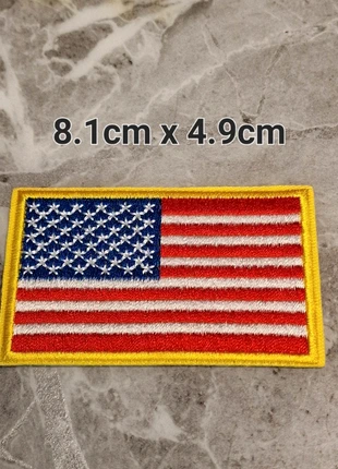 American National Patriotic Flag with Yellow Outline Embroided Iron on /sew Patch, brand: Patchwork, condition: New without tags, £1.99, £2.79 includes Buyer Protection Pro