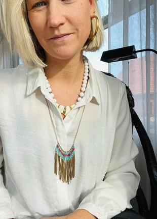 Lange gouden ketting met kwastjes, merk: Bohemian, staat: Heel goed, € 12,50, € 13,83 inclusief Kopersbescherming