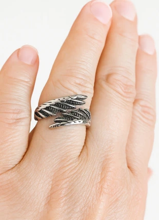 925 Sterling Silver Adjustable Ring – Feather / Angel Wings Design, condition: New without tags, size: Adjustable, €15.00, €16.45 includes Buyer Protection