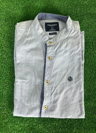 Camisa Springfield gris con coderas azul marino L #264, merk: Springfield, staat: Heel goed, maat: L, € 10,00, € 11,20 inclusief Kopersbescherming