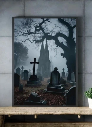 Affiche Imprimée A3 Premium - Horreur & Cimetière la nuit, Poster, Art Mural, estado: Nuevo sin etiquetas, 8,99 €, 10,14 € Protección al comprador Pro incluida