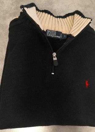 Half zip Ralph Lauren noir / logo brodé rouge / taille L / homme / très bon état !, brand: Ralph Lauren, condition: Very good, size: L, €55.00, €58.45 includes Buyer Protection