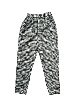 Pantalon Bershka Tapered Taille Haute S/36 | Carreaux Noir & Blanc Prince de Galles, marque: Bershka, état: Très bon état, taille: S / 36 / 8, 13,00 €, 14,35 € Protection acheteurs incluse