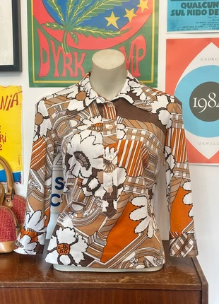 🧡retro kitsch funky graphic flower 60s 70s hippy boho vintage top, brand: Vintage Supply, condition: Very good, size: M / 10, £42.00, £44.80 includes Buyer Protection Pro