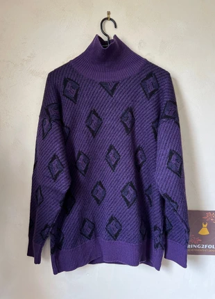 Pull col roulé violet à motifs vintage, brand: Vintage Dressing, condition: Very good, size: M / 38 / 10, €25.00, €26.95 includes Buyer Protection Pro