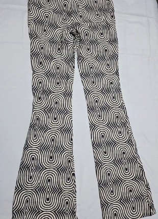 Urban Outfitters Retro Swirl Flared Trousers XS 🤍 70s Pattern Linen Blend High Waist Pants, brand: Urban Outfitters, condition: Very good, size: XS, £7.49, £8.39 includes Buyer Protection