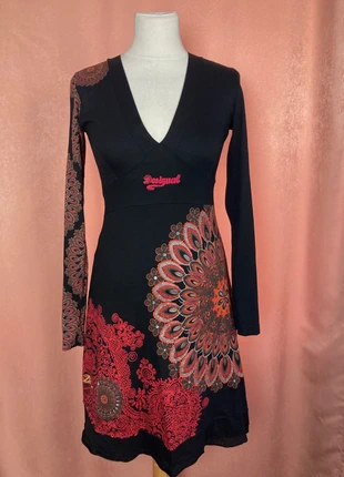 Robe Desigual noire orange rouge argentée avec perles et motifs, brand: Desigual, condition: New without tags, size: S / 36 / 8, €32.00, €34.30 includes Buyer Protection