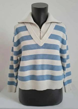 💙 Pull rayé Mango – Taille M – Bleu clair et blanc – Très bon état, brand: Mango, condizioni: Ottime, taglia: M / IT 42 / EU 38, €12.99, €14.34 include la Protezione acquisti