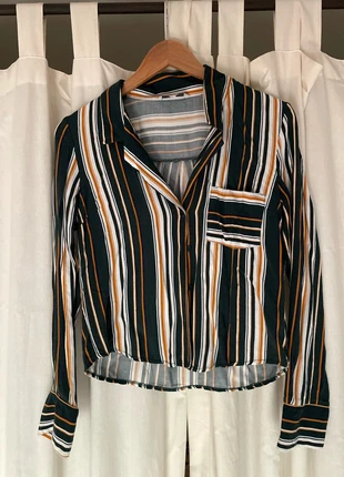 Long sleefed Striped Blouse - Green Mustard White - maat 34 - Merk CKH, marca: CKH, estado: Muito bom, tamanho: XS / 34 / 6, €6.00, €7.00 inclui Proteção do Comprador