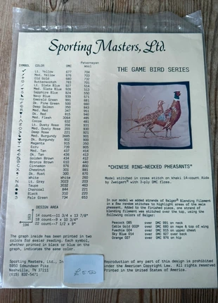 Sporting Masters ‘Pheasants’ Cross Stitch Chart New, brand: sporting masters, condition: New with tags, £4.00, £4.90 includes Buyer Protection
