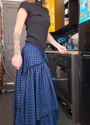 Jupe longue écossaise bleu/noir · Taille 36 · Volants · Style grunge punk vintage, marque: Original, état: Neuf sans étiquette, taille: S / 36 / 8, 44,79 €, 47,73 € Protection acheteurs incluse