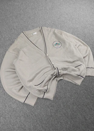 Cardigan / Gilet sans Manches Vintage 80s en Maille Crème / Beige à Motifs Écusson Brodé "Golf" (S), brand: Vintage Dressing, condition: Good, size: S, €21.00, €22.75 includes Buyer Protection Pro