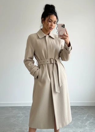 Manteau vintage long beige en laine ceinturé – Fabriqué en France, marque: made in France, état: Très bon état, taille: M / 38 / 10, 85,00 €, 89,95 € Protection acheteurs incluse