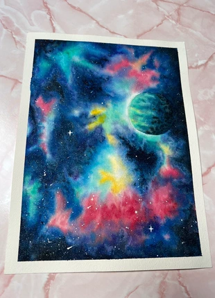 Watercolour painting of bright galaxy Milky Way art for frames large, brand: Art, condition: New with tags, £14.00, £15.40 includes Buyer Protection