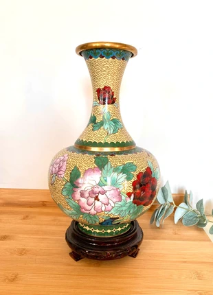 🌿Grand vase vintage en émail cloisonné, marque: Vintage, état: Très bon état, 35,00 €, 37,45 € Protection acheteurs (Pro) incluse