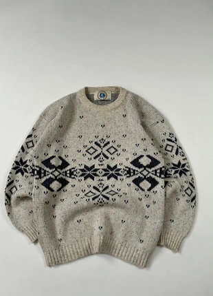 Pull vintage à motif hiver made in France crème, merk: Vintage Dressing, staat: Heel goed, maat: M, € 26,00, € 28,00 inclusief Kopersbescherming Pro