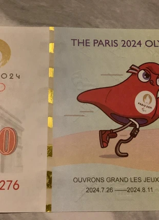 🍀 Superbe Souvenir Billet Mascotte de 100 Commémorative des JO Paris 2024 🇫🇷 Numéroté, staat: Nieuw zonder prijskaartje, € 15,50, € 16,98 inclusief Kopersbescherming