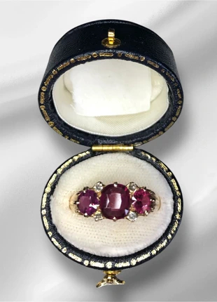 Beautiful Antique 18ct Garnet & Diamond Gold Ring Size Q, condition: Very good, size: 18.5 mm / Q½, £850.00, £875.50 includes Buyer Protection