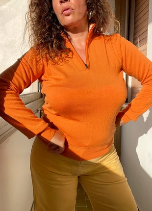 Maglione con la zip arancione in pura lana del Mare, marke: Del Mare 1911, zustand: Sehr gut, größe: S / 36 / 8, 26,00 €, 28,00 € inklusive Vinted-Käuferschutz