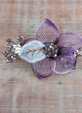 Pince a cheveux violette fleurs stras perle, état: Neuf sans étiquette, 7,80 €, 8,89 € Protection acheteurs incluse