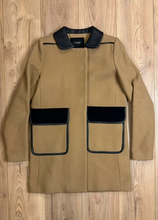 Manteau Maje laine et cuir d’agneau beige très bon état taille 36, merk: Maje, staat: Heel goed, maat: S / 36 / 8, € 40,00, € 42,70 inclusief Kopersbescherming
