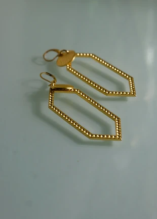 Boucles d'oreilles géométriques en laiton doré à l’or fin 24k – Élégance moderne, condizioni: Nuovo con cartellino, €17.00, €18.55 include la Protezione acquisti