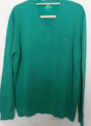 Lacoste green garment dyed V-neck sweater, marca: Lacoste, estado: Muy bueno, tamaño: L, 22,00 €, 23,80 € Protección al comprador incluida