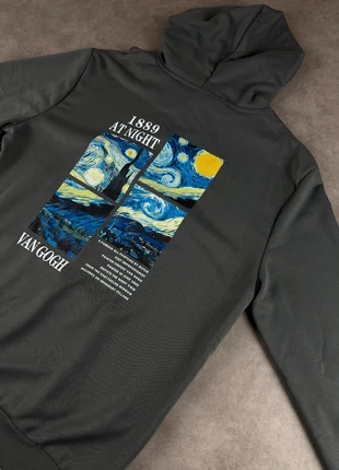 Sweat à capuche oversize, Y2K en coton gris à motif "Nuit étoilée" de Van Gogh - Vintage, brand: Aesthetic, condition: Very good, size: L, €32.00, €34.30 includes Buyer Protection Pro