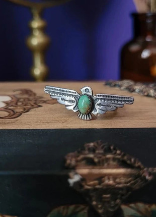 Sublime bague en argent avec turquoise verte, marque: Artisan, état: Très bon état, taille: 16,1 mm, 95,00 €, 100,45 € Protection acheteurs incluse