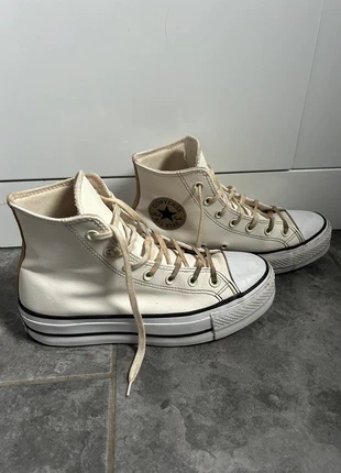 Women’s Cream Leather Platform High Top Converse, brand: Converse, condition: Very good, size: 6, £30.00, £32.20 includes Buyer Protection
