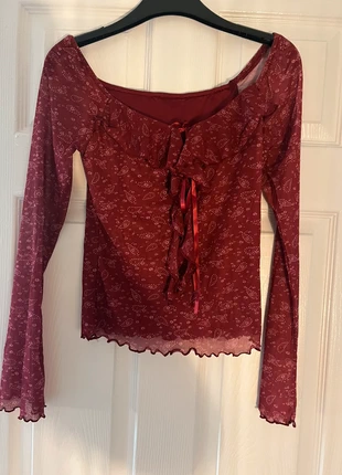Y2K style burgundy long sleeved top size 8, brand: no brand, condition: New without tags, size: S / UK 8-10, £10.00, £11.20 includes Buyer Protection