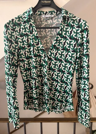 Chemisier Zara imprimé graphique vert et blanc taille L excellent état, marque: Zara, état: Neuf sans étiquette, taille: L / 40 / 12, 20,00 €, 21,70 € Protection acheteurs incluse