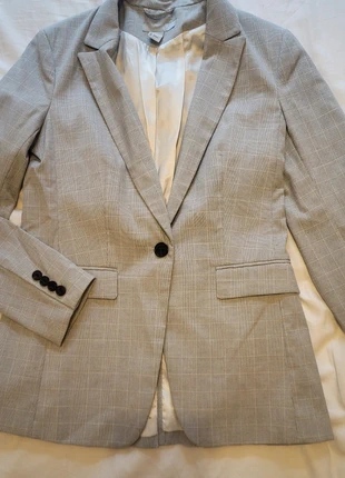 Blazer gris clair à carreaux H&M, brand: H&M, condition: Very good, size: S / 36 / 8, €4.00, €4.90 includes Buyer Protection