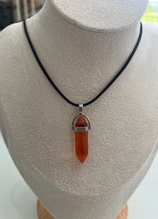 Collier pierre orange et transparente cordon noir, condition: Very good, €3.00, €3.85 includes Buyer Protection