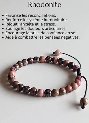 Bracelet ajustable en Rhodonite, marque: rhodonite, état: Neuf sans étiquette, 6,00 €, 7,00 € Protection acheteurs (Pro) incluse