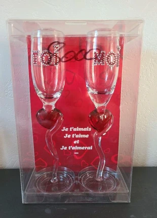 Saint Valentin / Verre flûte Toi & moi, merk: sansnom., staat: Nieuw zonder prijskaartje, € 10,00, € 11,20 inclusief Kopersbescherming