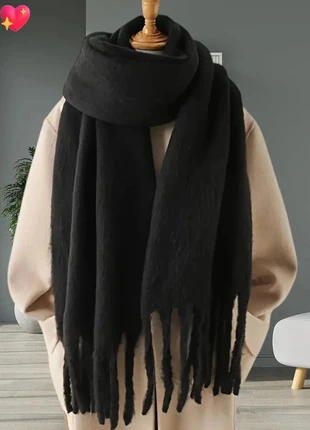 Écharpe d'hiver chaude épaisse et élégante avec franges noir en coton fashion élégante, marque: Fashion, état: Neuf sans étiquette, 12,10 €, 13,41 € Protection acheteurs incluse