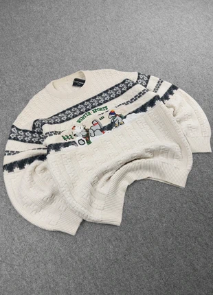 Pull Rare Vintage 80s en Maille Crème a Motifs Brodés "Cartoon / Noël / Hiver" (S), brand: Vintage Dressing, condizioni: Ottime, taglia: S, €36.00, €38.50 include la Protezione acquisti Pro