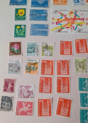 Lot de 56 timbres vintage – Suisse / Helvetia – Oblitérés et non oblitérés, état: Bon état, 12,00 €, 13,30 € Protection acheteurs incluse