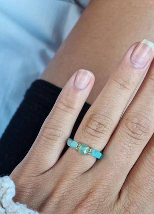 Bague Amazonite + Chrysoprase, marca: Mineral-Love, estado: Novo com etiquetas, tamanho: Ajustável, €9.00, €10.15 inclui Proteção do Comprador