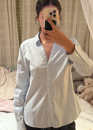 Chemise à rayures bleu avec des petites cerises, marca: H&M, estado: Muy bueno, tamaño: M / 38 / 10, 5,00 €, 5,95 € Protección al comprador incluida