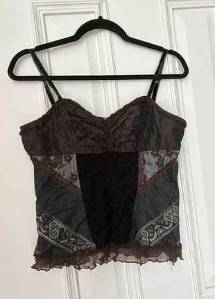 Y2K Brown Patchwork Corset Top – Made in Italy - size 38, brand: Peruzzi, condition: Very good, size: M / 38 / 10, €13.00, €14.35 includes Buyer Protection