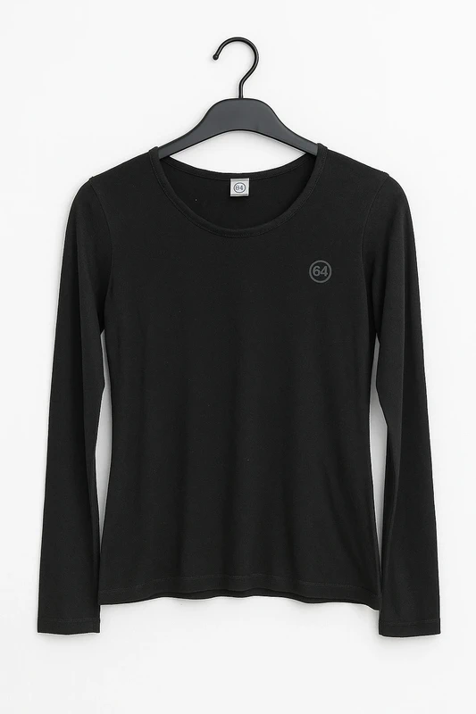T-shirt à manches longues femme - Taille S / 36 - Marque 64 - Noir uni