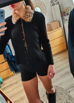 Gilet cardigan noir col fausse fourrure léopard vintage rétro chic, parfait état, marque: Vintage Dressing, état: Très bon état, taille: M / 38 / 10, 20,00 €, 21,70 € Protection acheteurs incluse