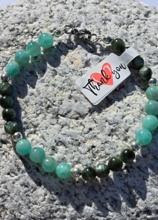 Bracelet amazonite + Séraphinite, brand: Mineral-Love, condition: New with tags, €25.00, €26.95 includes Buyer Protection