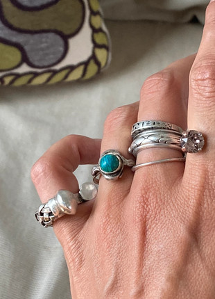 🦋 Argent 935 : bague vintage en argent massif pierre turquoise, marque: Vintage Dressing, état: Très bon état, taille: 18,5 mm, 29,00 €, 31,15 € Protection acheteurs incluse