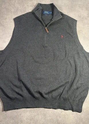 Pull sans manches 1/4 zip Ralph Lauren gris XL col montant gilet maille logo brodé vintage homme, marke: Ralph Lauren, zustand: Neu, größe: XL, 32,00 €, 34,30 € inklusive Vinted-Käuferschutz