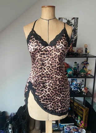 Haut léopard satiné & dentelle noire, brand: Glamour, condizioni: Ottime, taglia: XS / IT 38 / EU 34, €8.00, €9.10 include la Protezione acquisti