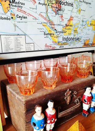 Lot 8 verres à liqueur ou digestif vintage | Rose | Luminarc France | Art table | vaisselle Art déco, marque: brocante, état: Comme neuf, 8,00 €, 9,10 € Protection acheteurs incluse